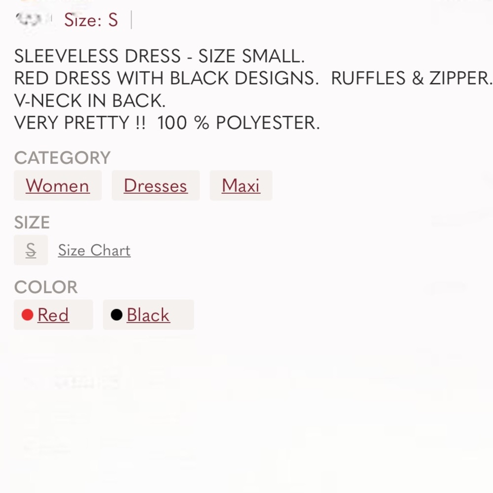 BLACK & RED RUFFLED LONG DRESS - Picture 6 of 6